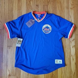 Men's New York Mets Mitchell & Ness Royal Mesh V-Neck Jersey blue NY mets